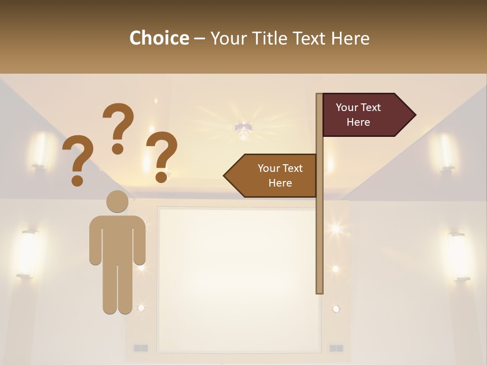 A Room With Lights And A Projection Screen PowerPoint Template