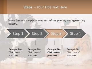 A Dog Sitting On The Floor Next To A Chair PowerPoint Template