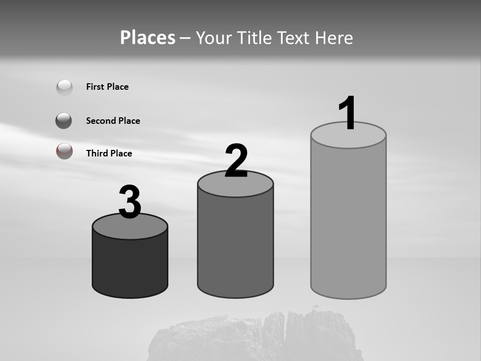 A Black And White Photo Of A Rock In The Ocean PowerPoint Template