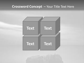 A Black And White Photo Of A Rock In The Ocean PowerPoint Template