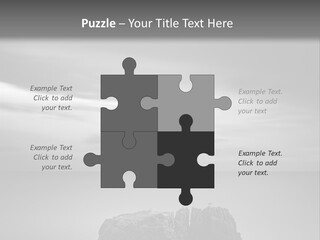 A Black And White Photo Of A Rock In The Ocean PowerPoint Template