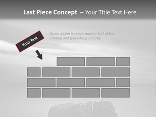 A Black And White Photo Of A Rock In The Ocean PowerPoint Template