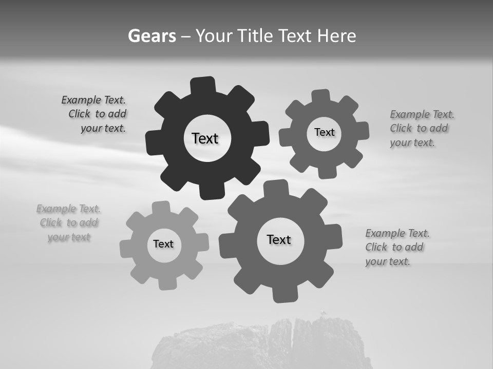 A Black And White Photo Of A Rock In The Ocean PowerPoint Template