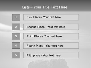 A Black And White Photo Of A Rock In The Ocean PowerPoint Template