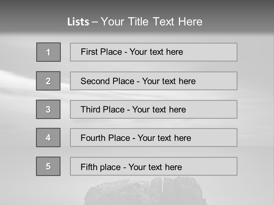 A Black And White Photo Of A Rock In The Ocean PowerPoint Template