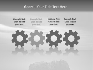 A Black And White Photo Of A Rock In The Ocean PowerPoint Template