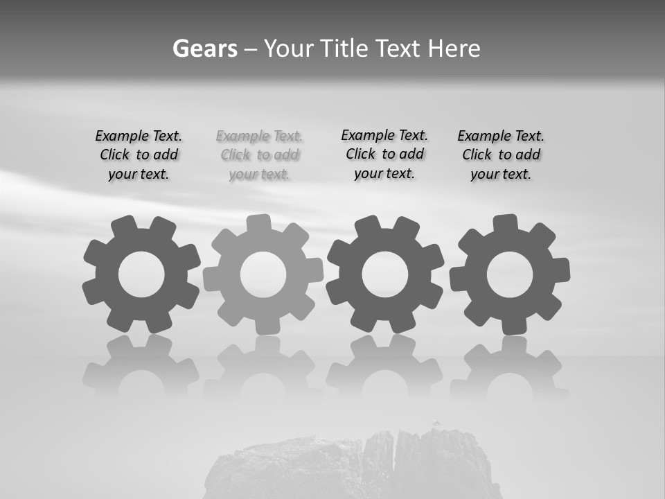 A Black And White Photo Of A Rock In The Ocean PowerPoint Template