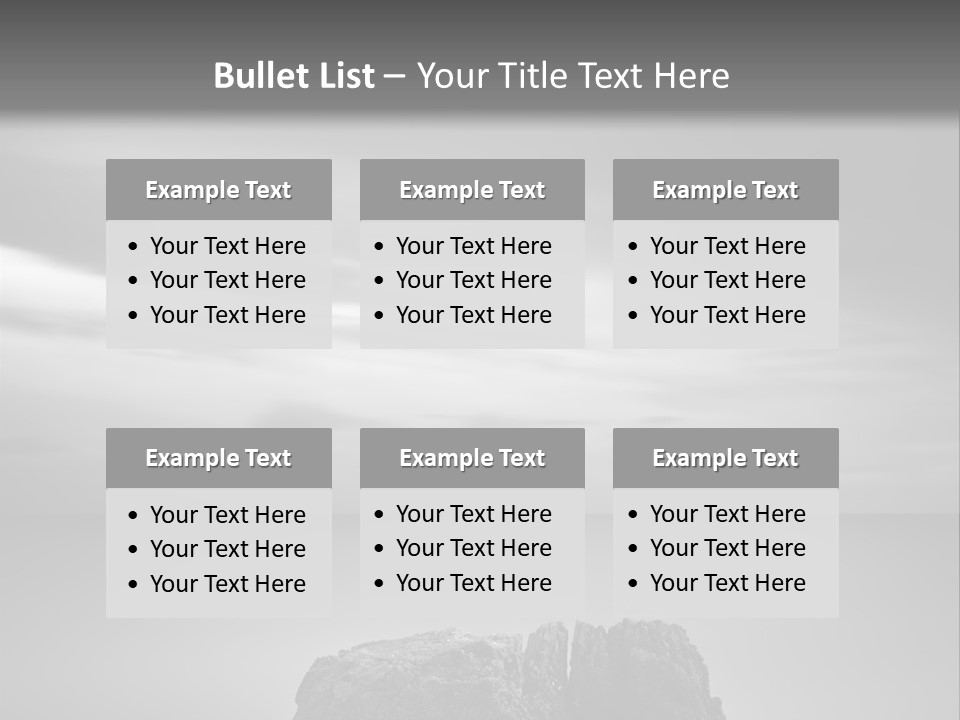 A Black And White Photo Of A Rock In The Ocean PowerPoint Template