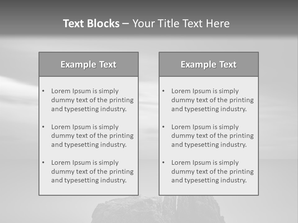 A Black And White Photo Of A Rock In The Ocean PowerPoint Template