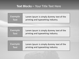 A Black And White Photo Of A Rock In The Ocean PowerPoint Template