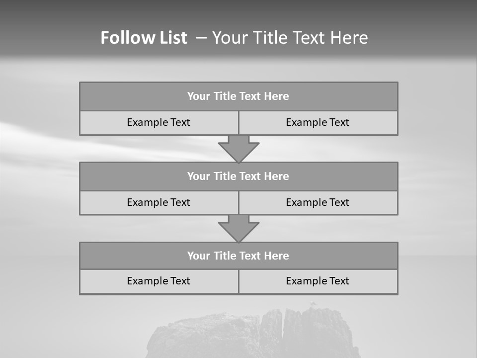 A Black And White Photo Of A Rock In The Ocean PowerPoint Template