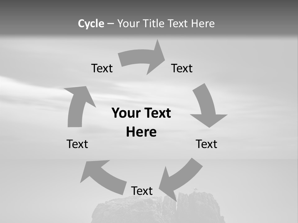 A Black And White Photo Of A Rock In The Ocean PowerPoint Template