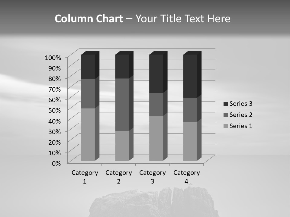 A Black And White Photo Of A Rock In The Ocean PowerPoint Template