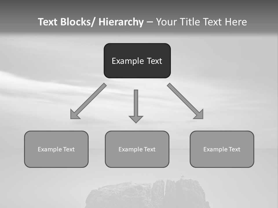 A Black And White Photo Of A Rock In The Ocean PowerPoint Template