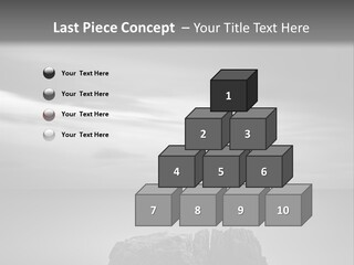 A Black And White Photo Of A Rock In The Ocean PowerPoint Template