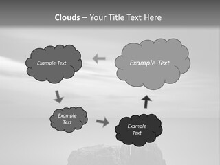 A Black And White Photo Of A Rock In The Ocean PowerPoint Template