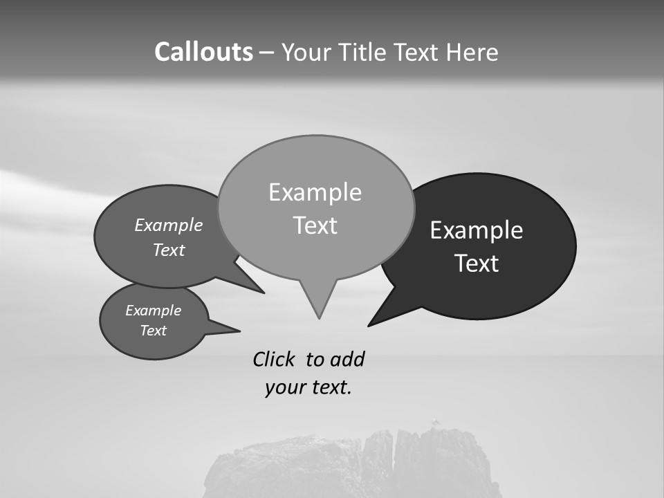 A Black And White Photo Of A Rock In The Ocean PowerPoint Template