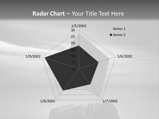 A Black And White Photo Of A Rock In The Ocean PowerPoint Template