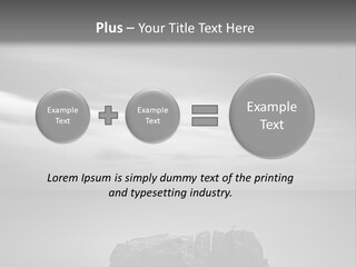 A Black And White Photo Of A Rock In The Ocean PowerPoint Template