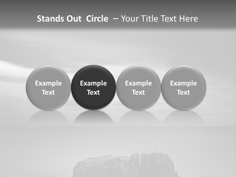 A Black And White Photo Of A Rock In The Ocean PowerPoint Template