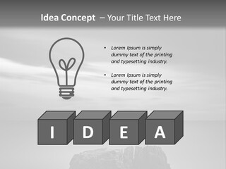 A Black And White Photo Of A Rock In The Ocean PowerPoint Template