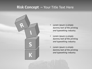 A Black And White Photo Of A Rock In The Ocean PowerPoint Template