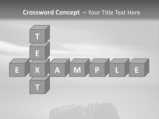 A Black And White Photo Of A Rock In The Ocean PowerPoint Template