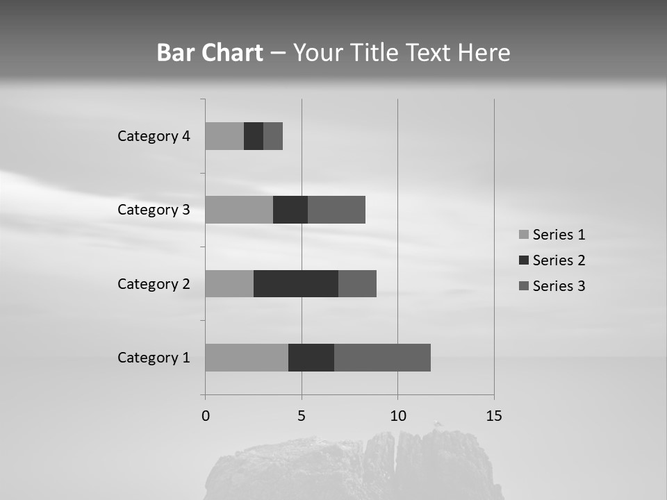 A Black And White Photo Of A Rock In The Ocean PowerPoint Template