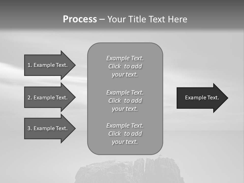 A Black And White Photo Of A Rock In The Ocean PowerPoint Template