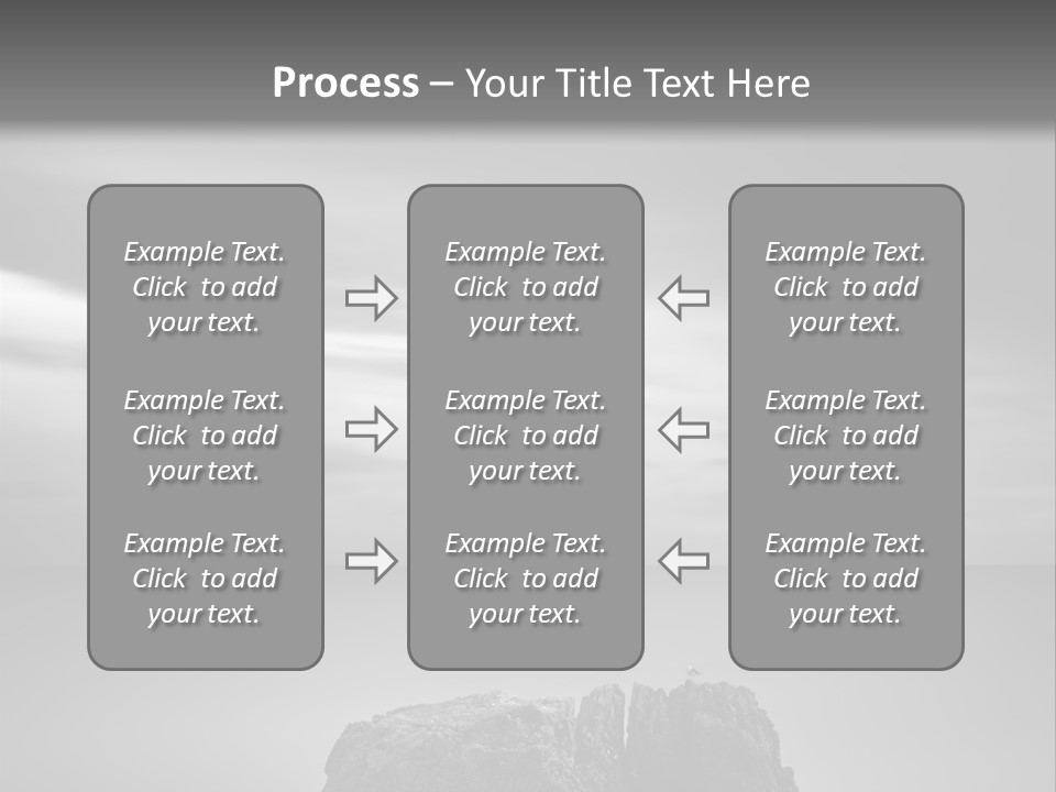 A Black And White Photo Of A Rock In The Ocean PowerPoint Template