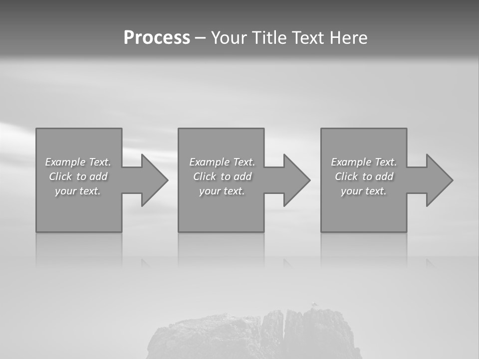 A Black And White Photo Of A Rock In The Ocean PowerPoint Template