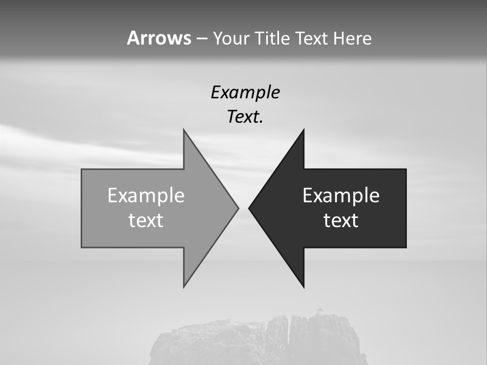 A Black And White Photo Of A Rock In The Ocean PowerPoint Template