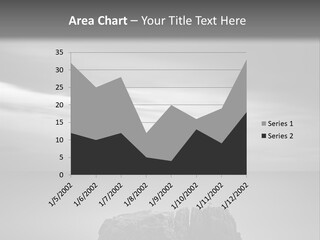 A Black And White Photo Of A Rock In The Ocean PowerPoint Template