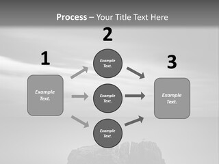 A Black And White Photo Of A Rock In The Ocean PowerPoint Template