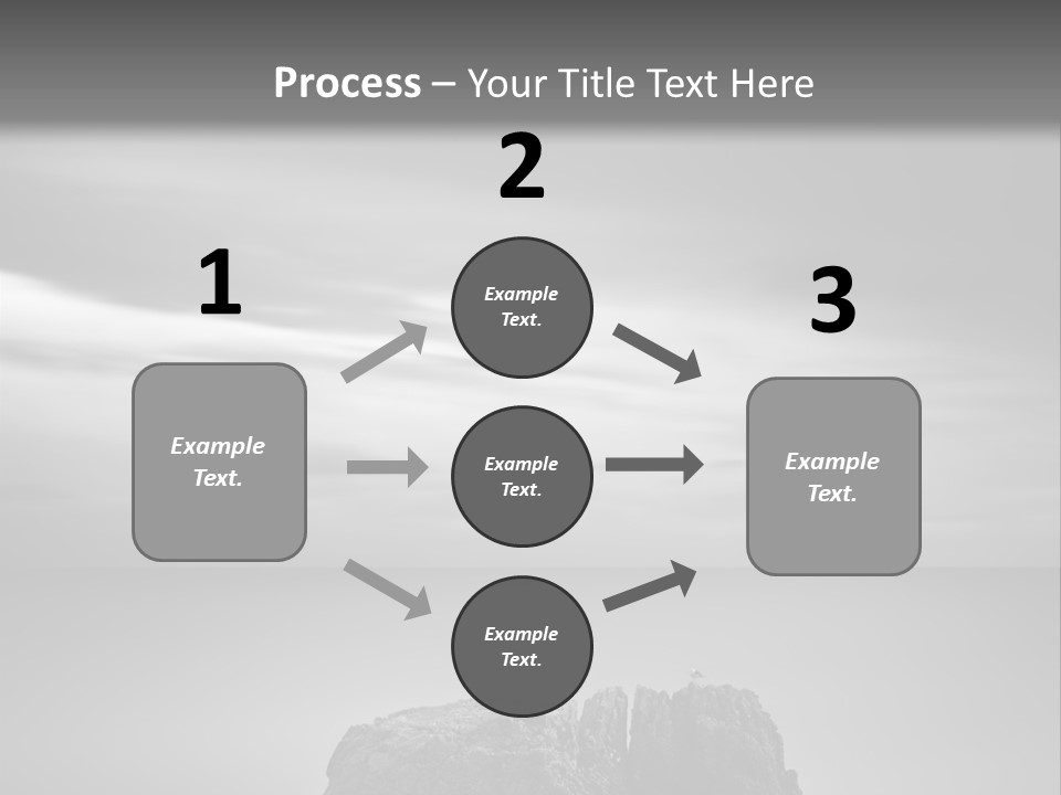 A Black And White Photo Of A Rock In The Ocean PowerPoint Template