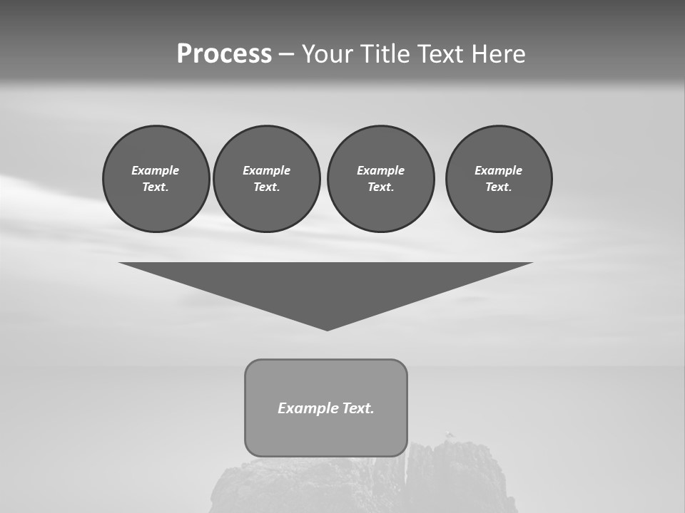 A Black And White Photo Of A Rock In The Ocean PowerPoint Template