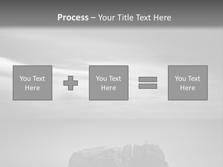 A Black And White Photo Of A Rock In The Ocean PowerPoint Template