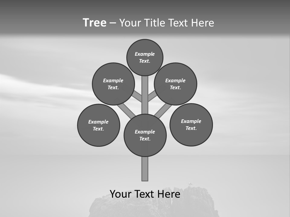 A Black And White Photo Of A Rock In The Ocean PowerPoint Template