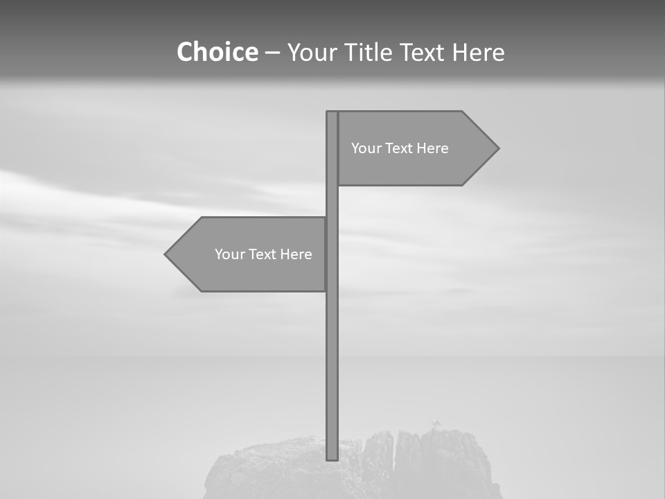 A Black And White Photo Of A Rock In The Ocean PowerPoint Template