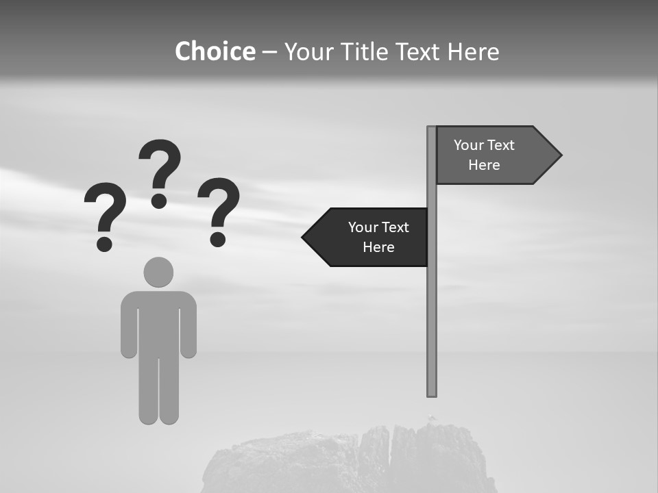 A Black And White Photo Of A Rock In The Ocean PowerPoint Template