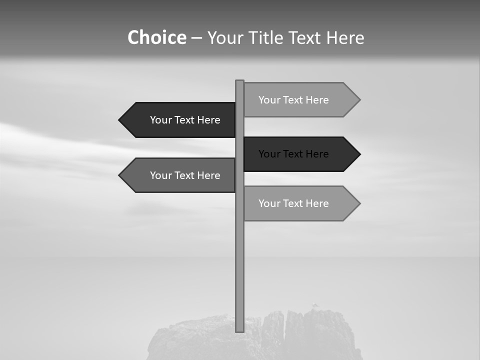 A Black And White Photo Of A Rock In The Ocean PowerPoint Template