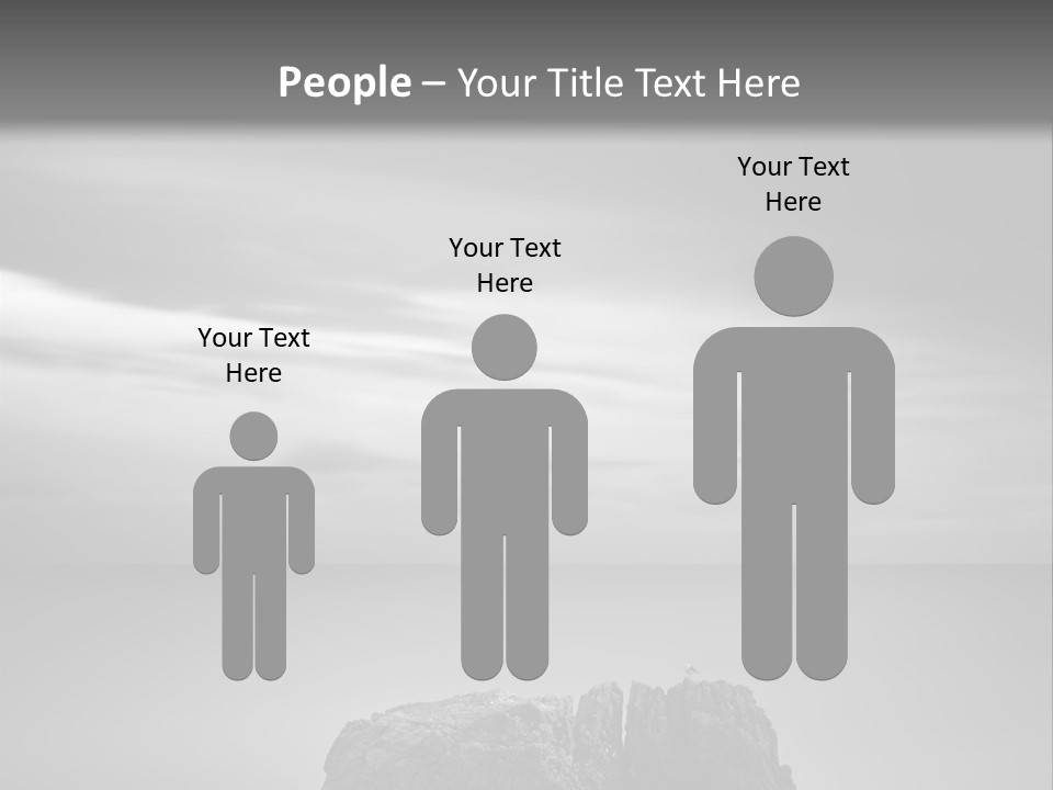 A Black And White Photo Of A Rock In The Ocean PowerPoint Template