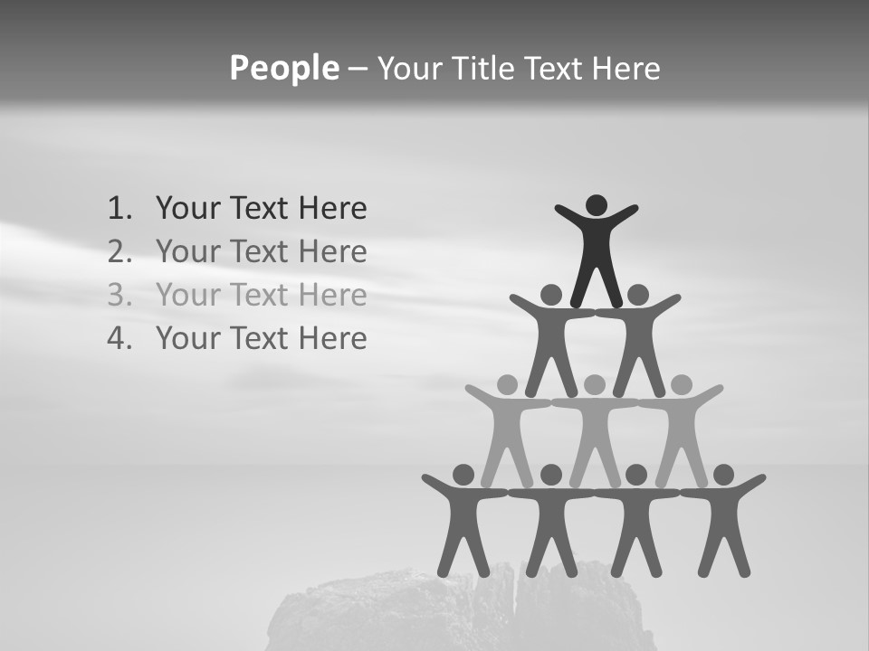 A Black And White Photo Of A Rock In The Ocean PowerPoint Template