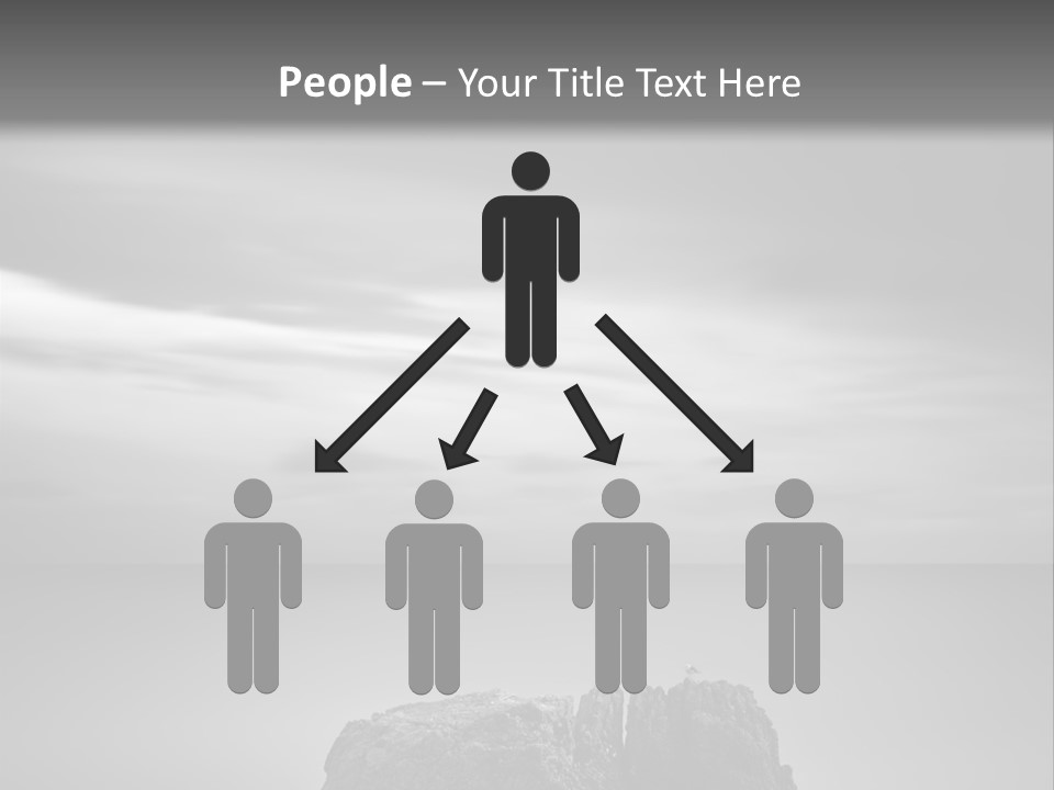 A Black And White Photo Of A Rock In The Ocean PowerPoint Template