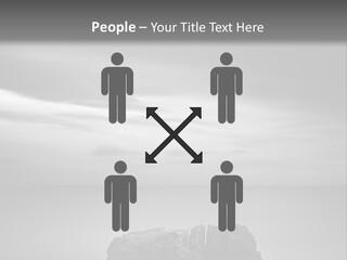 A Black And White Photo Of A Rock In The Ocean PowerPoint Template