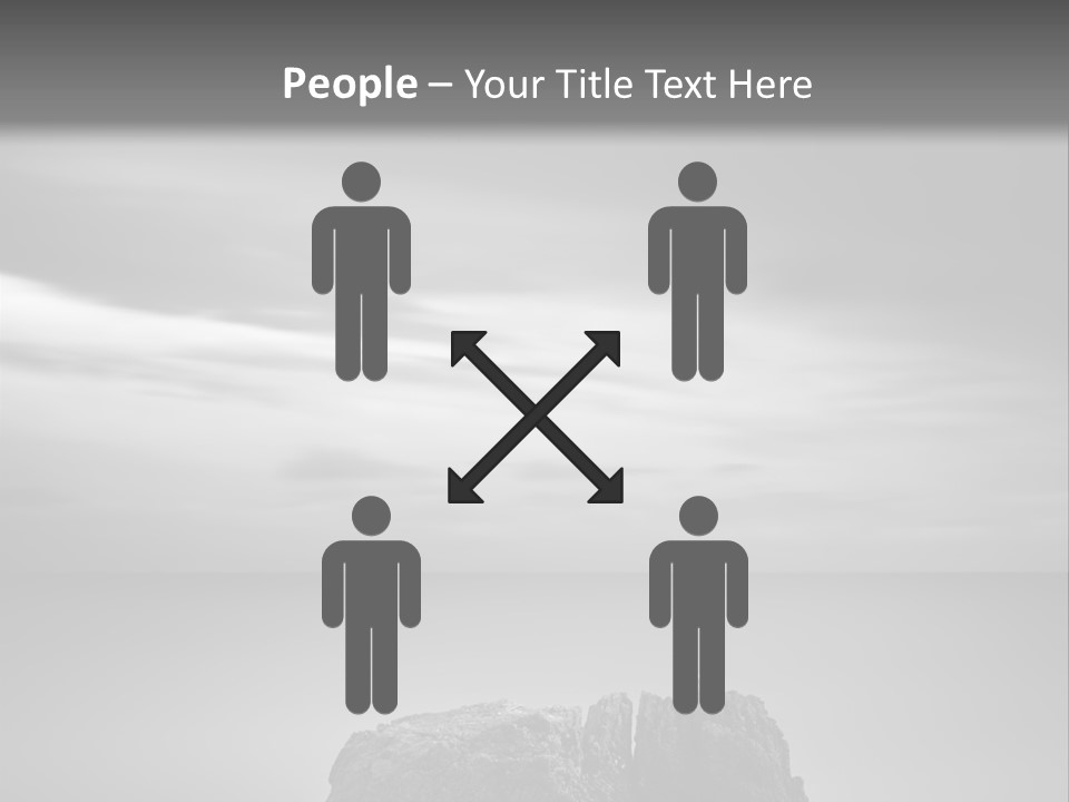 A Black And White Photo Of A Rock In The Ocean PowerPoint Template