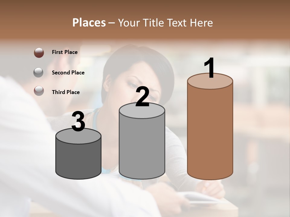 A Woman Sitting At A Desk With A Man PowerPoint Template