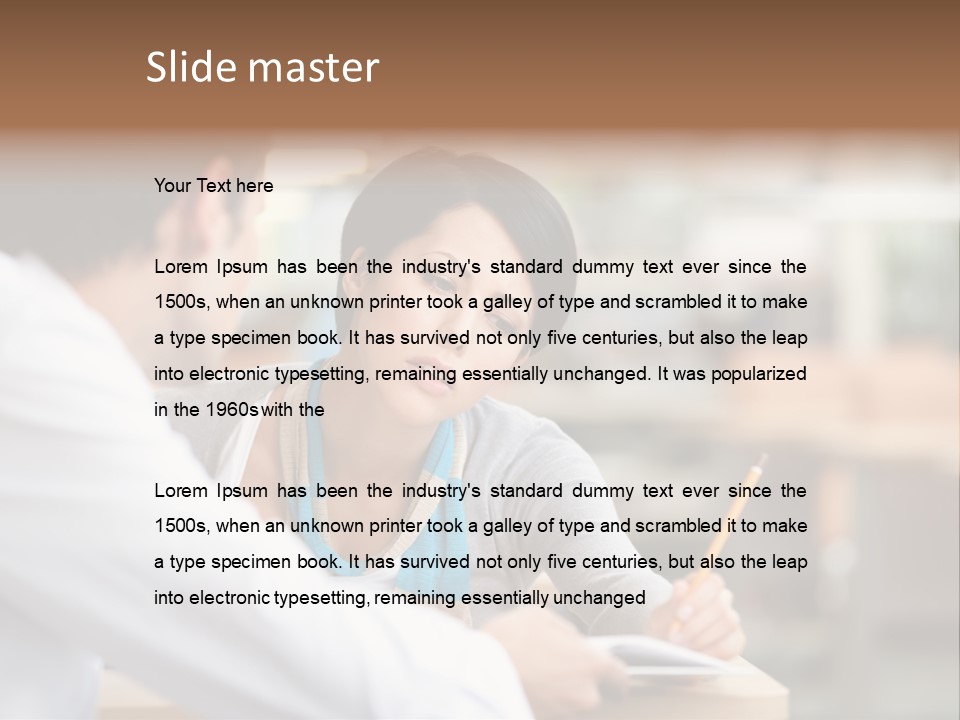 A Woman Sitting At A Desk With A Man PowerPoint Template