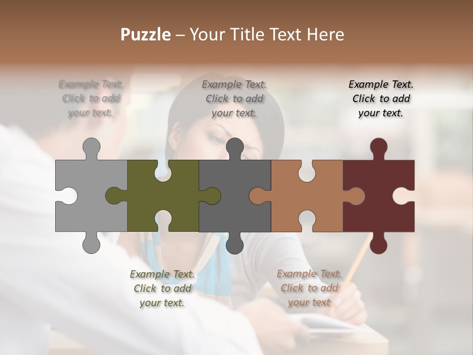 A Woman Sitting At A Desk With A Man PowerPoint Template