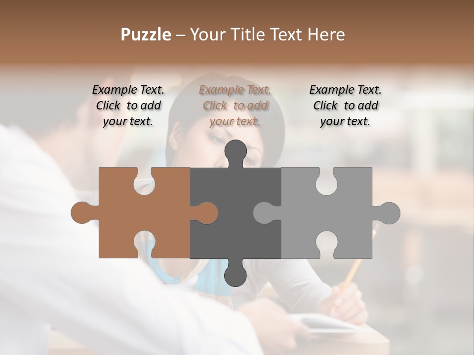 A Woman Sitting At A Desk With A Man PowerPoint Template